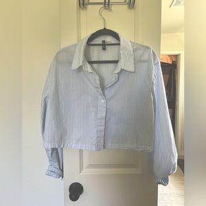 White and Blue stripe H&M crop Button Up